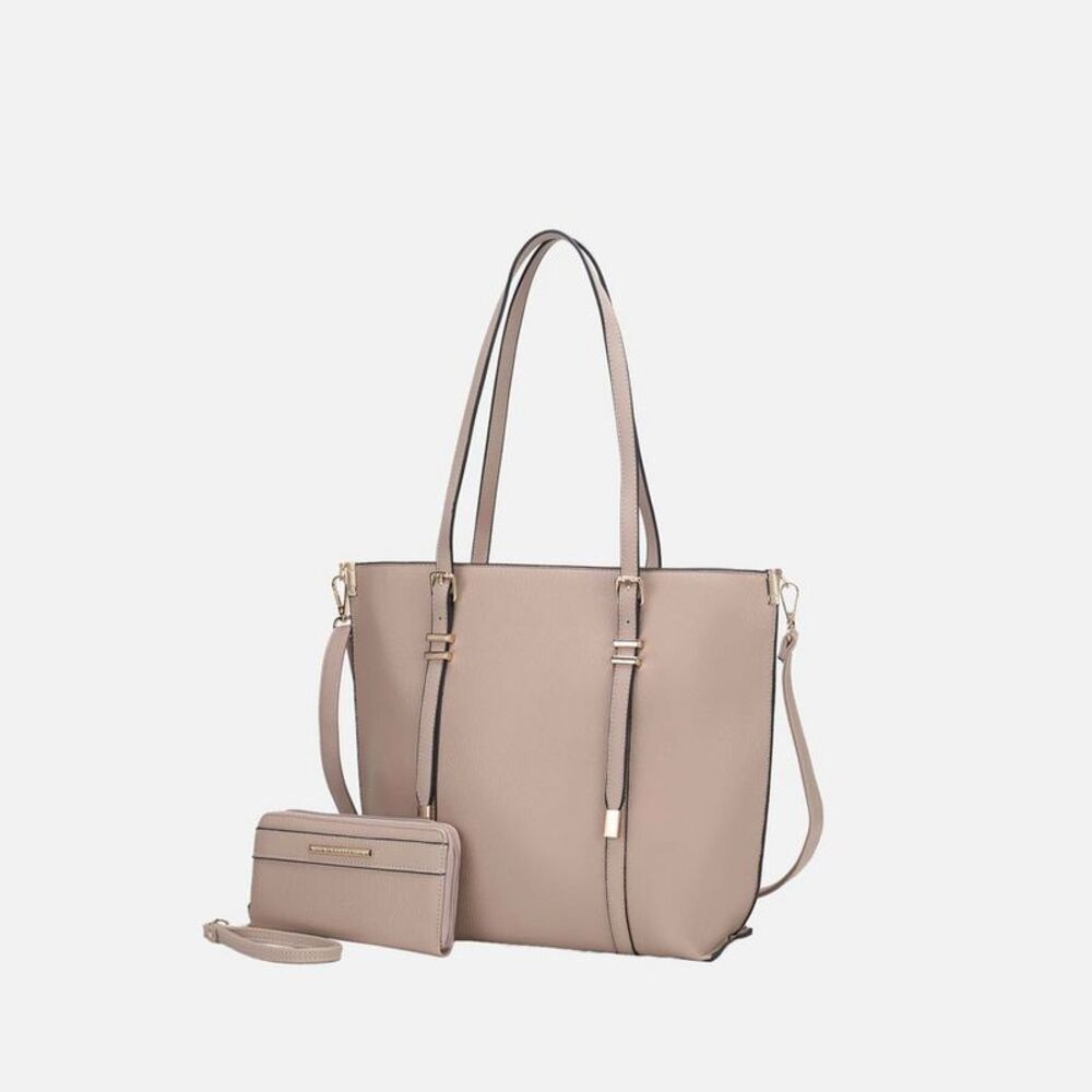 MKF Collection Emery Vegan Leather Women’s Tote Bag with Wallet by Mia K - Taupe